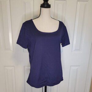 Lilly Pulitzer Cotton Scoop Neck Tee in True Navy. Large